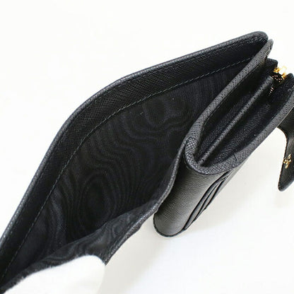 中古 プラダ 二つ折り財布 二折財布 レディース ブランド PRADA サフィアーノレザー レザー 1ML018 ブラック USDPR114709011