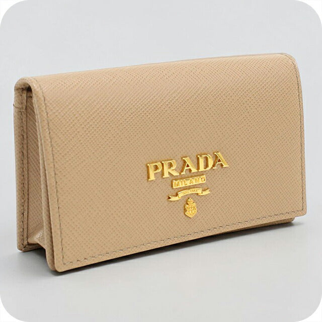 PRADA ベージュレザー名刺入れ 中古 プラダ 名刺入れ レディース ブランド PRADA レザー 1MC122