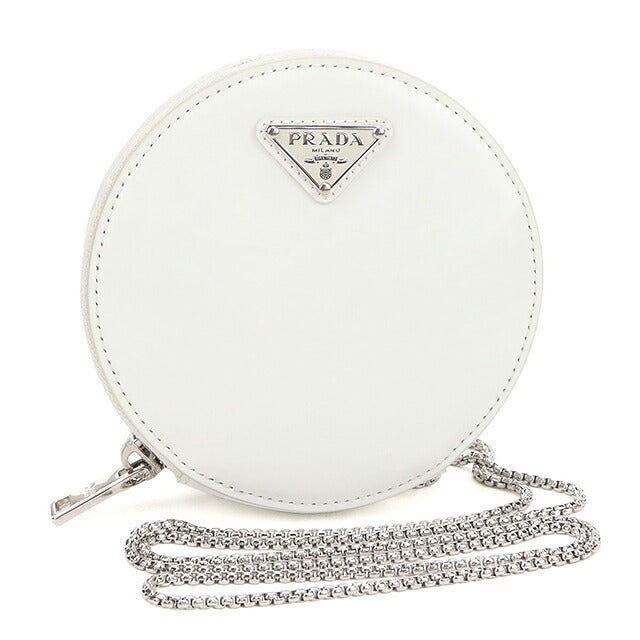 Used Prada shoulder bag ladies brand PRADA triangle logo chain leather 1NR003 white USDPR114736011