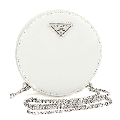 Used Prada shoulder bag ladies brand PRADA triangle logo chain leather 1NR003 white USDPR114736011