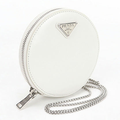 Used Prada shoulder bag ladies brand PRADA triangle logo chain leather 1NR003 white USDPR114736011