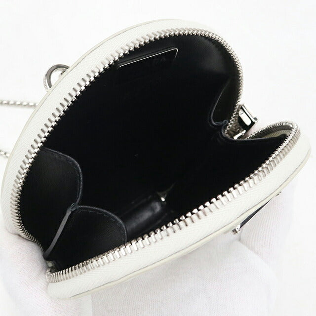 Used Prada shoulder bag ladies brand PRADA triangle logo chain leather 1NR003 white USDPR114736011