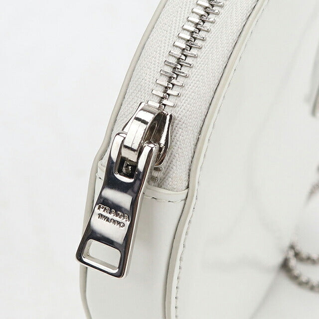 Used Prada shoulder bag ladies brand PRADA triangle logo chain leather 1NR003 white USDPR114736011