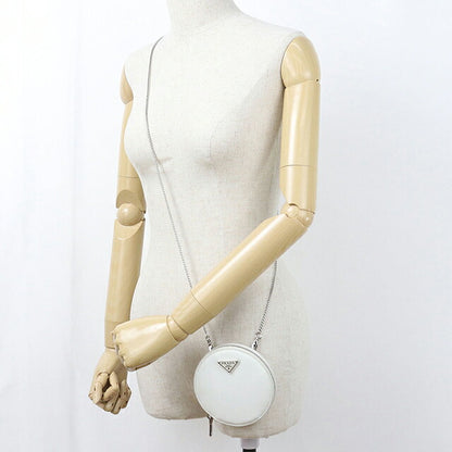 Used Prada shoulder bag ladies brand PRADA triangle logo chain leather 1NR003 white USDPR114736011