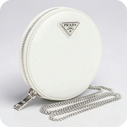 Used Prada shoulder bag ladies brand PRADA triangle logo chain leather 1NR003 white USDPR114736011