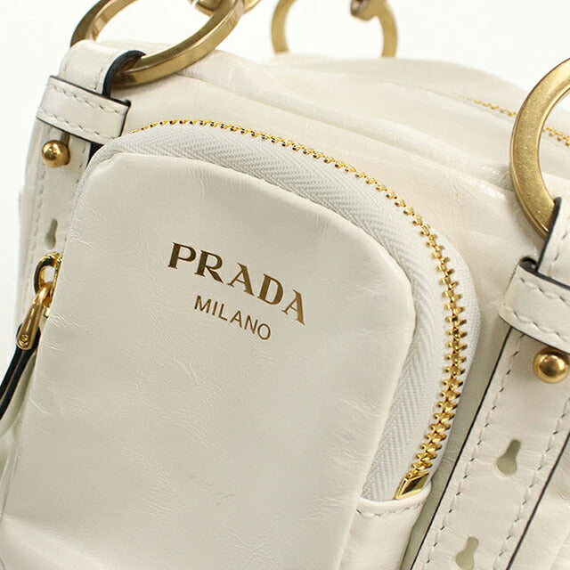 中古 プラダ ハンドバッグ レディース ブランド PRADA ダングル ミニ レザー ホワイト USDPR114831011