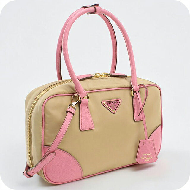 中古 プラダ ミニボストン レディース ブランド PRADA 2WAY レザー ベージュ USDPR114907011