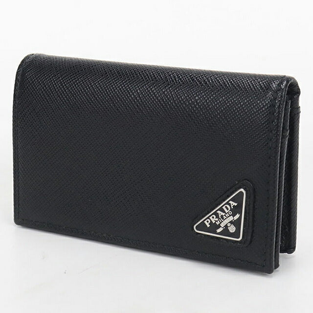 中古 プラダ 名刺入れ メンズ ブランド PRADA サフィアーノトライアングル カードケース 2MC122 ブラック USDPR115169011