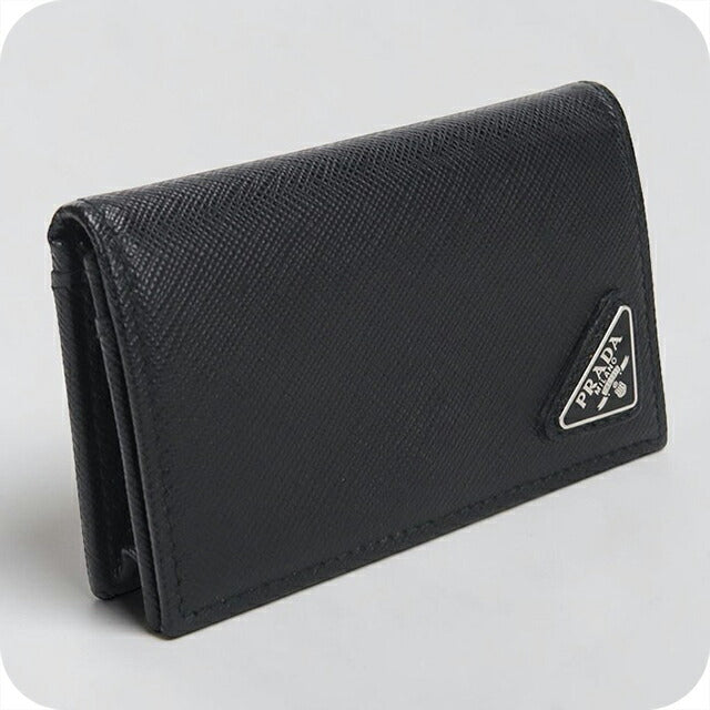 中古 プラダ 名刺入れ メンズ ブランド PRADA サフィアーノトライアングル カードケース 2MC122 ブラック USDPR115169011