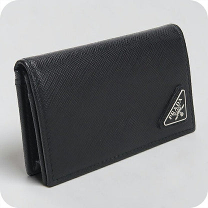 中古 プラダ 名刺入れ メンズ ブランド PRADA サフィアーノトライアングル カードケース 2MC122 ブラック USDPR115169011