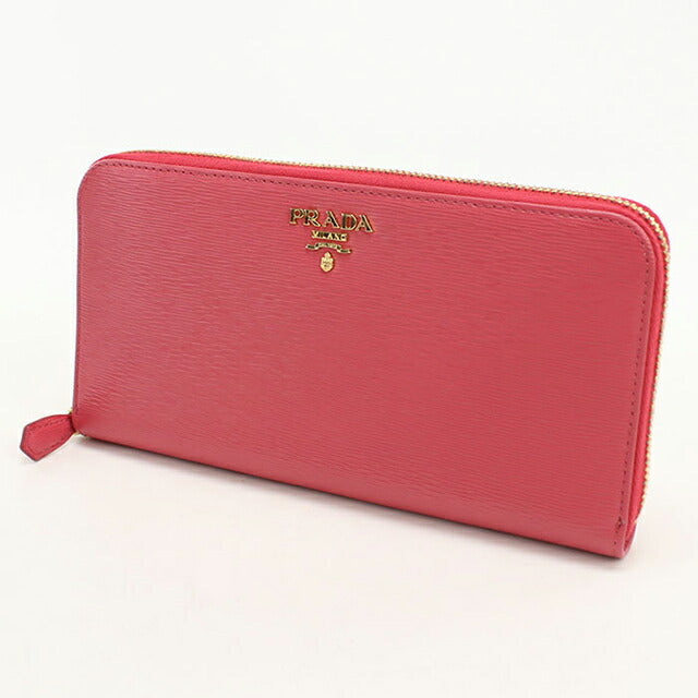 中古 プラダ 長財布ラウンドファスナー レディース ブランド PRADA ヴィッテロムーブ ジップアラウンド長財布 レザー 1ML506 ピンク USDPR115243011