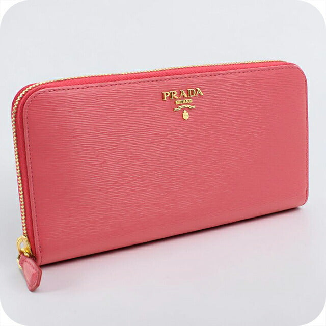 中古 プラダ 長財布ラウンドファスナー レディース ブランド PRADA ヴィッテロムーブ ジップアラウンド長財布 レザー 1ML506 ピンク USDPR115243011