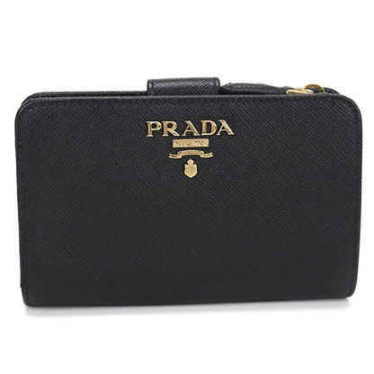 中古 プラダ 二つ折り財布 二折財布 レディース ブランド PRADA サフィアーノレザー 1ML225 ブラック USDPR115264011