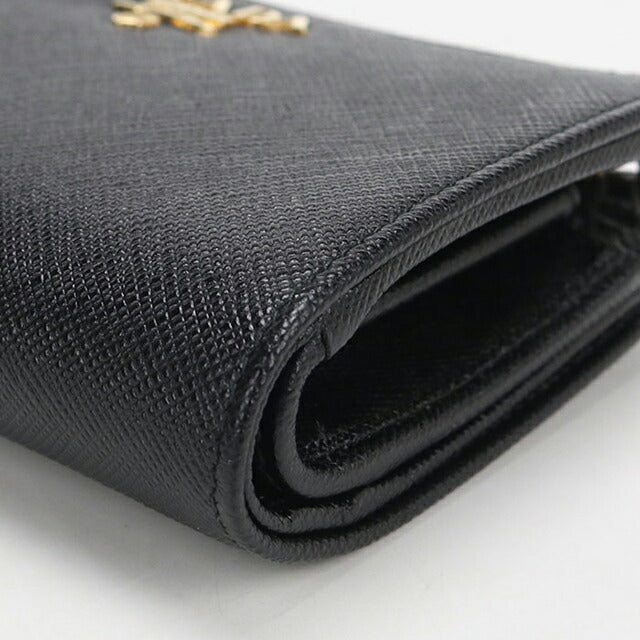 中古 プラダ 二つ折り財布 二折財布 レディース ブランド PRADA サフィアーノレザー 1ML225 ブラック USDPR115264011
