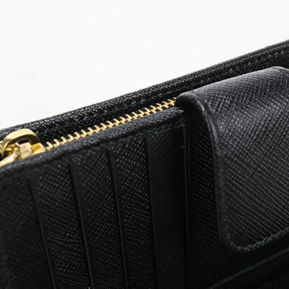 中古 プラダ 二つ折り財布 二折財布 レディース ブランド PRADA サフィアーノレザー 1ML225 ブラック USDPR115264011