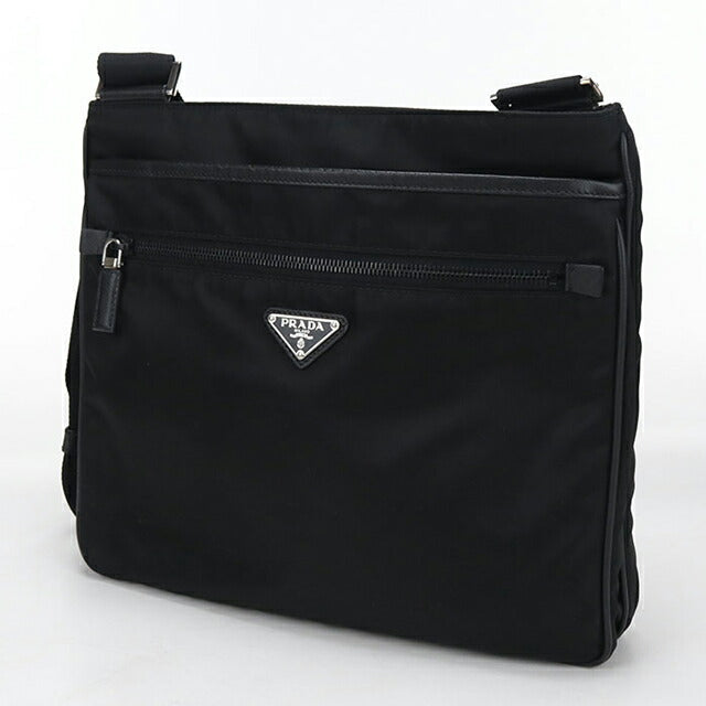 中古 プラダ ショルダーバッグ メンズ ブランド PRADA トライアングルロゴ VA251M ブラック USDPR115410011