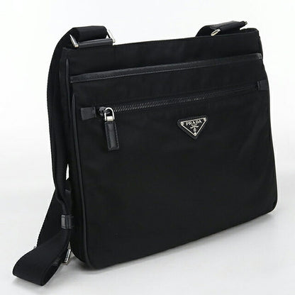 中古 プラダ ショルダーバッグ メンズ ブランド PRADA トライアングルロゴ VA251M ブラック USDPR115410011