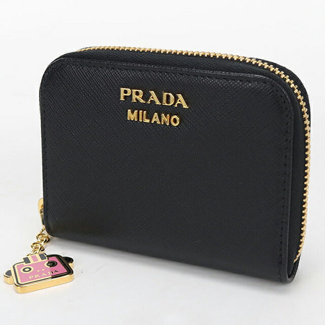 中古 プラダ 小銭入れ レディース ブランド PRADA サフィアーノ ロボット コインケース 1MM268 ブラック USDPR115478011