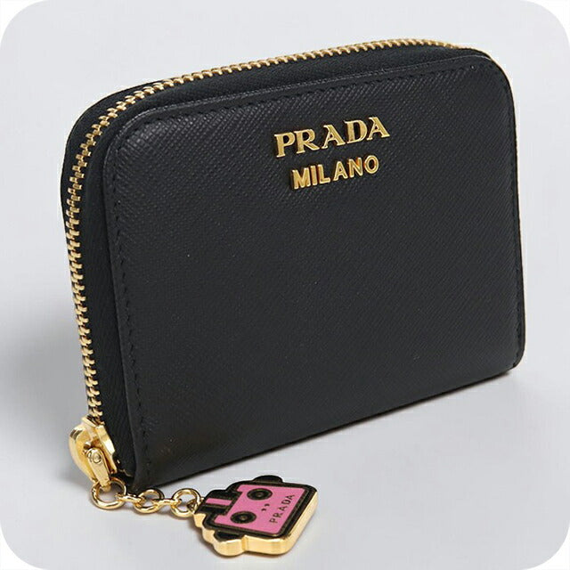 中古 プラダ 小銭入れ レディース ブランド PRADA サフィアーノ ロボット コインケース 1MM268 ブラック USDPR115478011