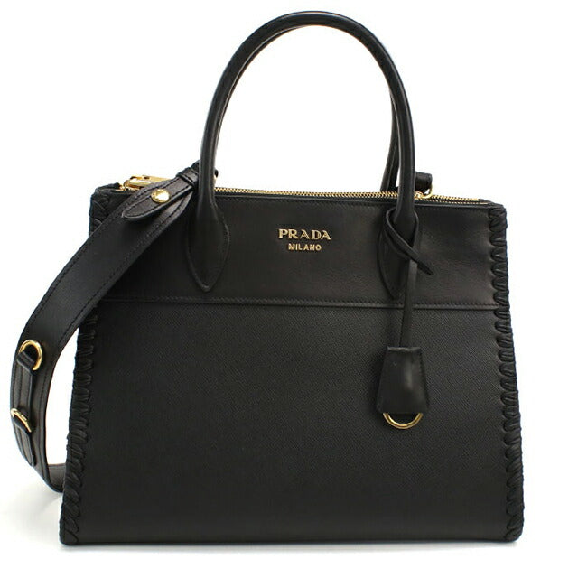 中古 プラダ トートバッグ レディース ブランド PRADA サフィアーノレザー 2WAY レザー ブラック USDPR115572011