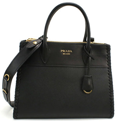 中古 プラダ トートバッグ レディース ブランド PRADA サフィアーノレザー 2WAY レザー ブラック USDPR115572011