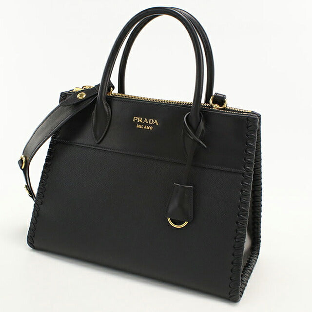 中古 プラダ トートバッグ レディース ブランド PRADA サフィアーノレザー 2WAY レザー ブラック USDPR115572011