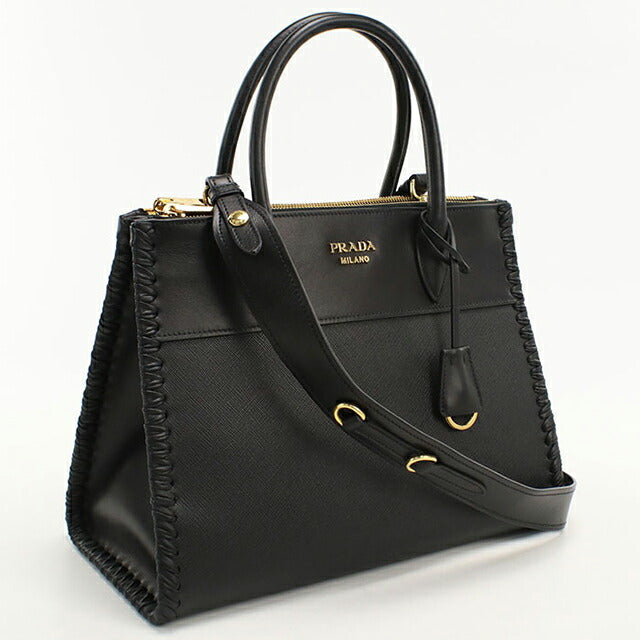 中古 プラダ トートバッグ レディース ブランド PRADA サフィアーノレザー 2WAY レザー ブラック USDPR115572011