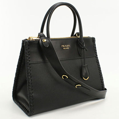中古 プラダ トートバッグ レディース ブランド PRADA サフィアーノレザー 2WAY レザー ブラック USDPR115572011