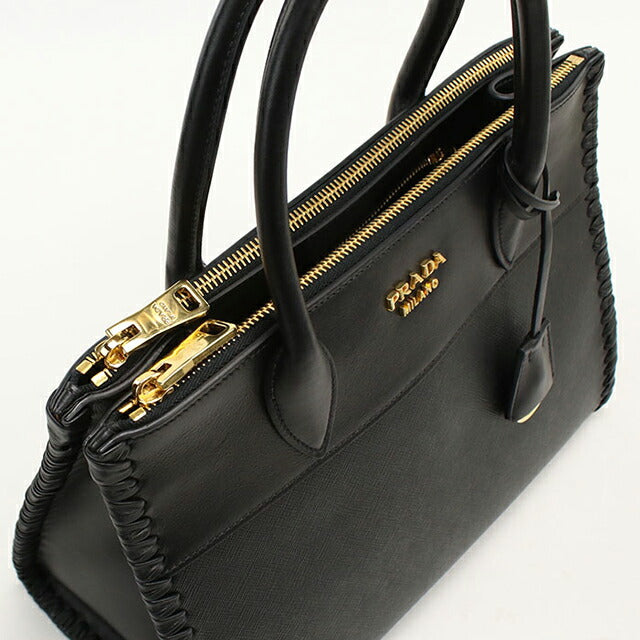 中古 プラダ トートバッグ レディース ブランド PRADA サフィアーノレザー 2WAY レザー ブラック USDPR115572011