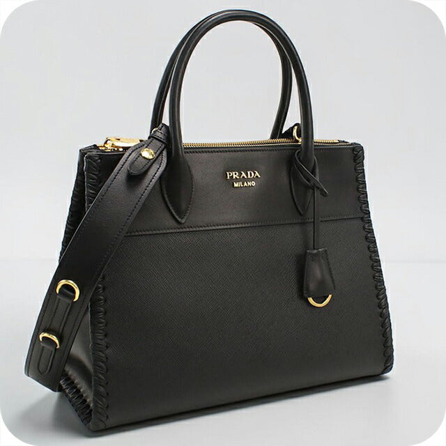中古 プラダ トートバッグ レディース ブランド PRADA サフィアーノレザー 2WAY レザー ブラック USDPR115572011