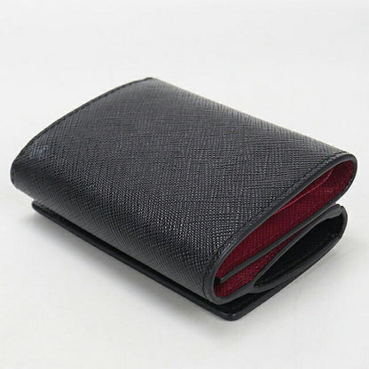 中古 プラダ 三つ折り財布 三折財布 コンパクト レディース ブランド PRADA サフィアーノ 1MH021 ブラック USDPR115685011