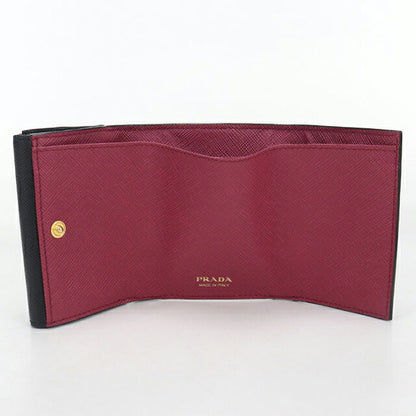 中古 プラダ 三つ折り財布 三折財布 コンパクト レディース ブランド PRADA サフィアーノ 1MH021 ブラック USDPR115685011