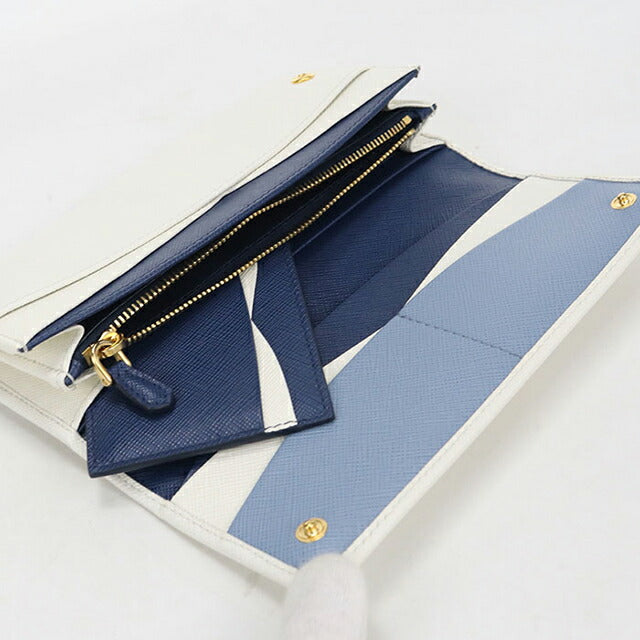 中古 プラダ 長財布二折 レディース ブランド PRADA サフィアーノマルチカラー 1MH132 ホワイト USDPR115741011