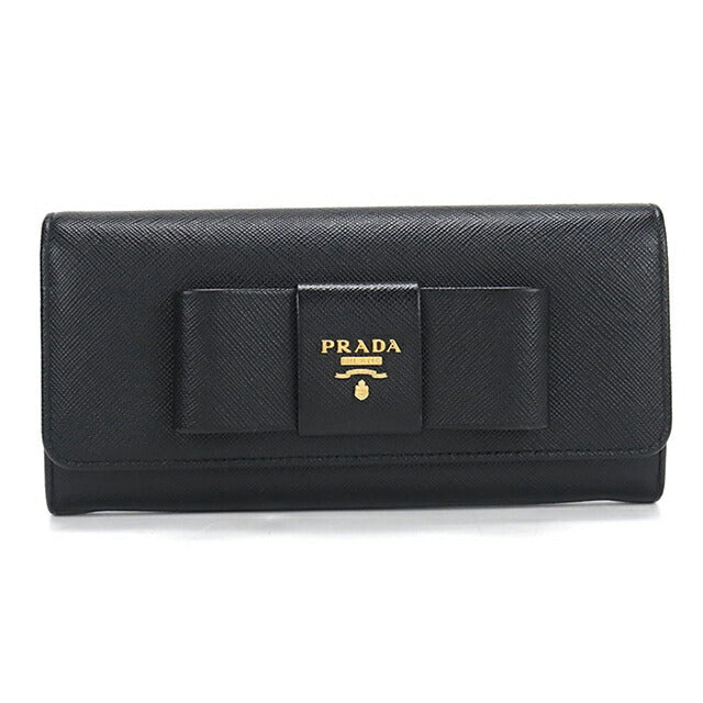 中古 プラダ 長財布二折 レディース ブランド PRADA サフィアーノレザー 1MH132 ブラック USDPR115742011