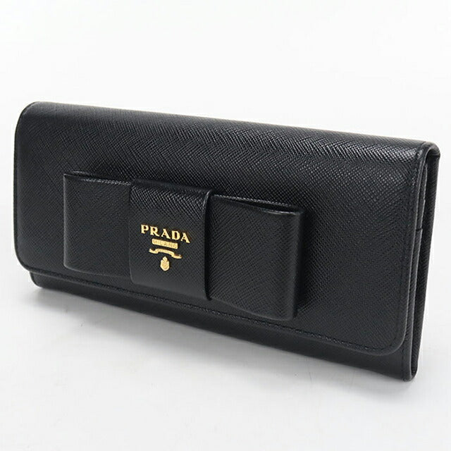 中古 プラダ 長財布二折 レディース ブランド PRADA サフィアーノレザー 1MH132 ブラック USDPR115742011