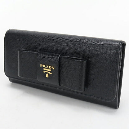 中古 プラダ 長財布二折 レディース ブランド PRADA サフィアーノレザー 1MH132 ブラック USDPR115742011