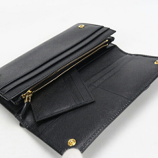 中古 プラダ 長財布二折 レディース ブランド PRADA サフィアーノレザー 1MH132 ブラック USDPR115742011
