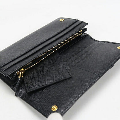 中古 プラダ 長財布二折 レディース ブランド PRADA サフィアーノレザー 1MH132 ブラック USDPR115742011