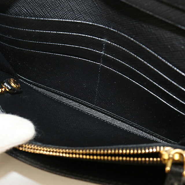 中古 プラダ 長財布二折 レディース ブランド PRADA サフィアーノレザー 1MH132 ブラック USDPR115742011