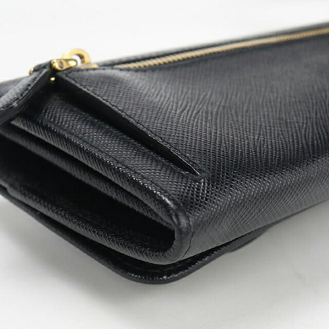 中古 プラダ 長財布二折 レディース ブランド PRADA サフィアーノレザー 1MH132 ブラック USDPR115742011