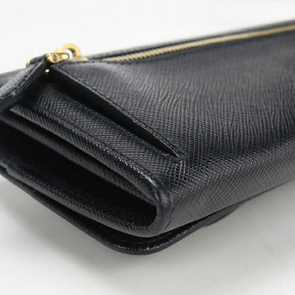 中古 プラダ 長財布二折 レディース ブランド PRADA サフィアーノレザー 1MH132 ブラック USDPR115742011