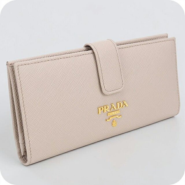 中古 プラダ 長財布二折 レディース ブランド PRADA サフィアーノマルチカラー 財布 1MV025 ベージュ USDPR115795011