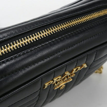 中古 プラダ ショルダーバッグ レディース ブランド PRADA ダイアグラム チェーンショルダー レザー 1BH083 ブラック USDPR115821011