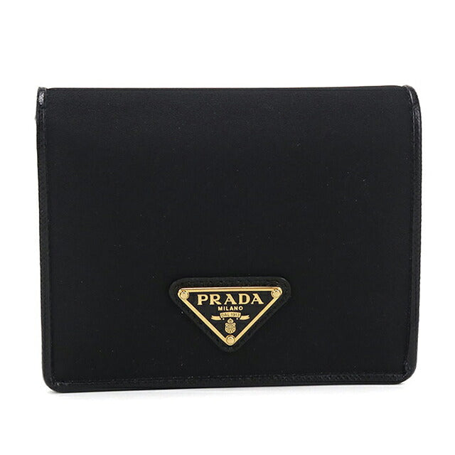 中古 プラダ 二つ折り財布 二折財布 コンパクト レディース ブランド PRADA トライアングル 1MV204 ブラック USDPR115888011
