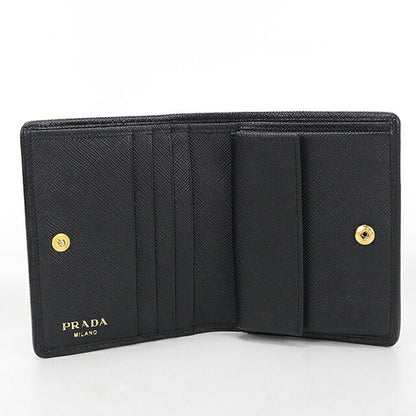 中古 プラダ 二つ折り財布 二折財布 コンパクト レディース ブランド PRADA トライアングル 1MV204 ブラック USDPR115888011