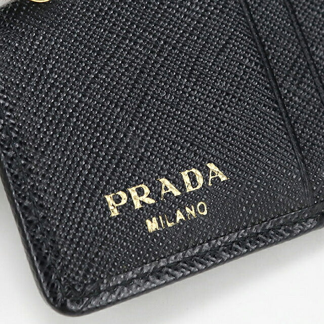 中古 プラダ 二つ折り財布 二折財布 コンパクト レディース ブランド PRADA トライアングル 1MV204 ブラック USDPR115888011