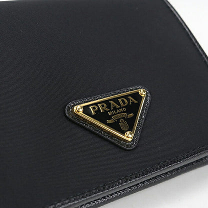 中古 プラダ 二つ折り財布 二折財布 コンパクト レディース ブランド PRADA トライアングル 1MV204 ブラック USDPR115888011