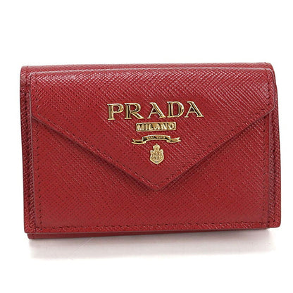 中古 プラダ 三つ折り財布 三折財布 コンパクト レディース ブランド PRADA サフィアーノレザー 1MH021 レッド USDPR116043011