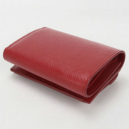 中古 プラダ 三つ折り財布 三折財布 コンパクト レディース ブランド PRADA サフィアーノレザー 1MH021 レッド USDPR116043011