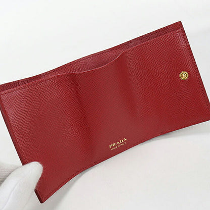 中古 プラダ 三つ折り財布 三折財布 コンパクト レディース ブランド PRADA サフィアーノレザー 1MH021 レッド USDPR116043011